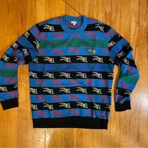 Kenzo blue and black striped sweater with tigers